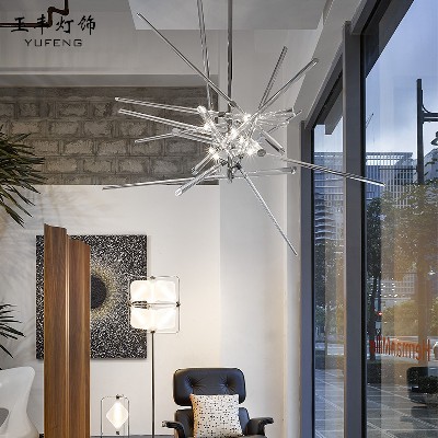 Crystal chandelier in model room